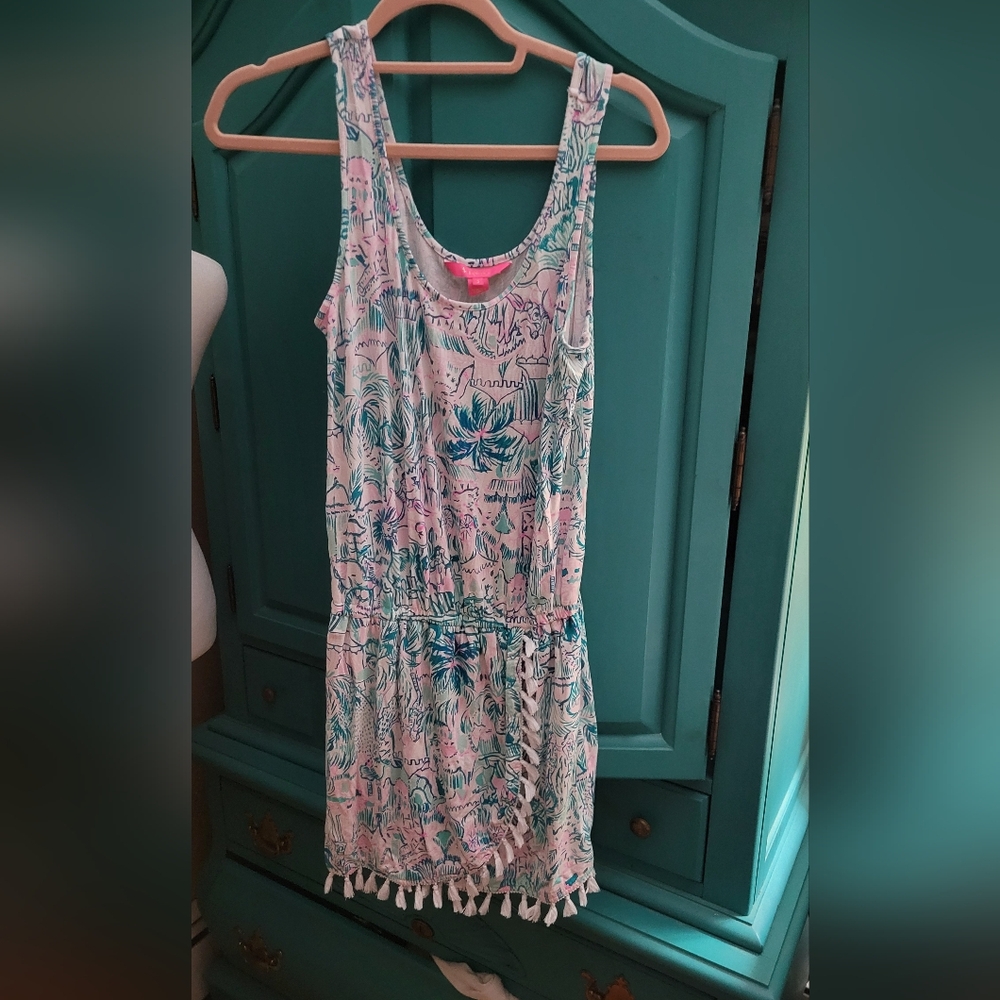 Lilly Pulitzer Romper Pink & Teal Tropical